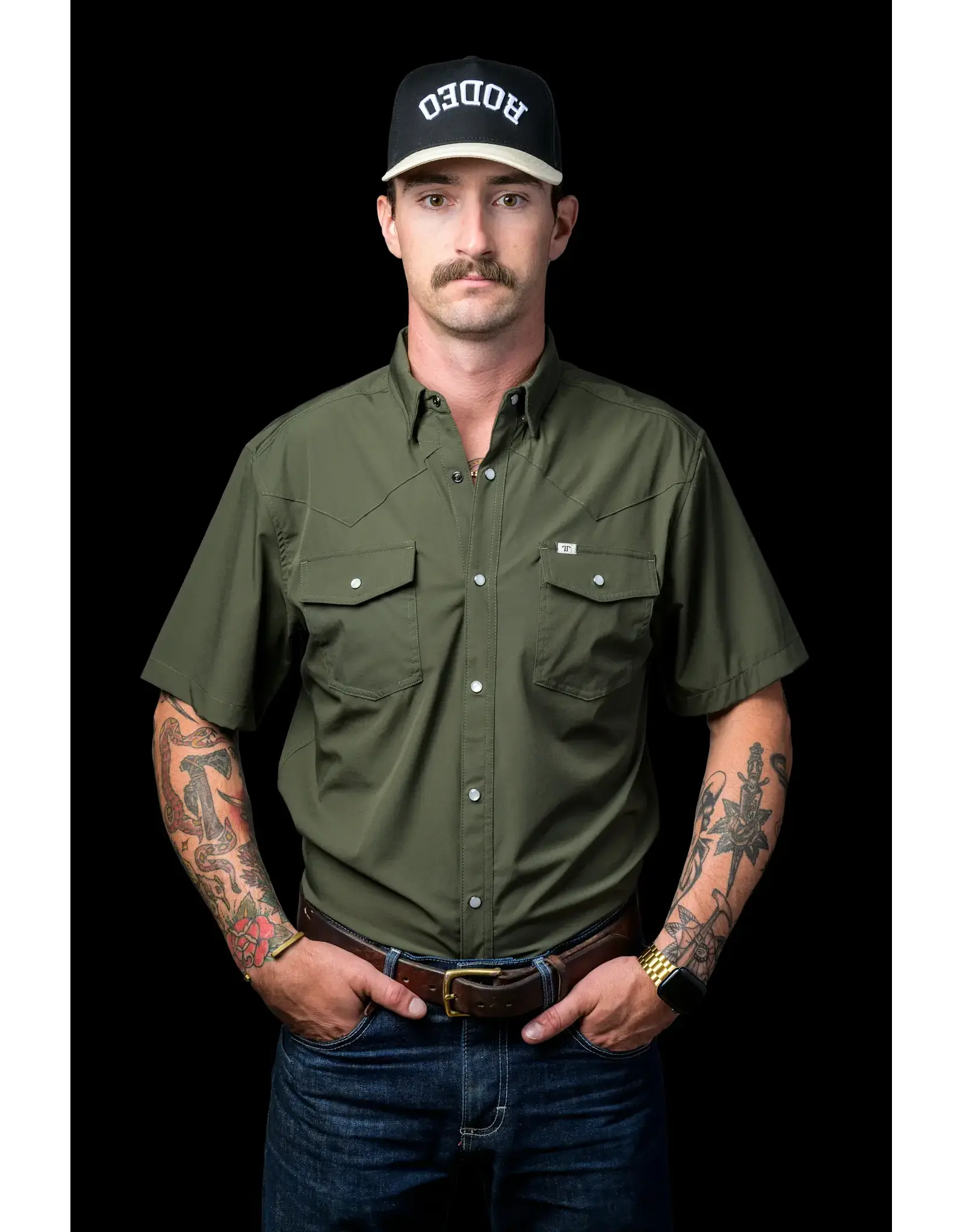 Ferrell CORE Olive Green Short Sleeve Snap Shirt