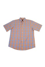 Mens Short Sleeve Plaid Orange/Blue Shirt