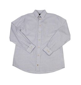 Mens Long Sleeve Mini Check White/Tan/Blue Shirt