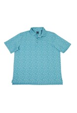 Mens Golf Balls Print Polo Aqua