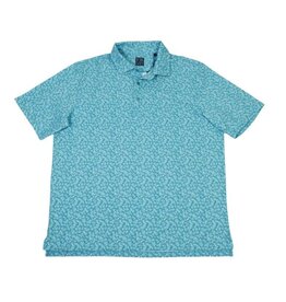 Mens Golf Balls Print Polo Aqua