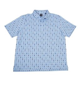 Mens Who's Bag Print Polo Blue