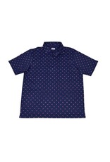Mens Flamingo Print Polo Navy