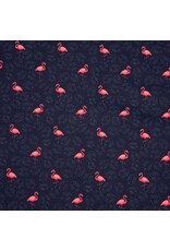 Mens Flamingo Print Polo Navy