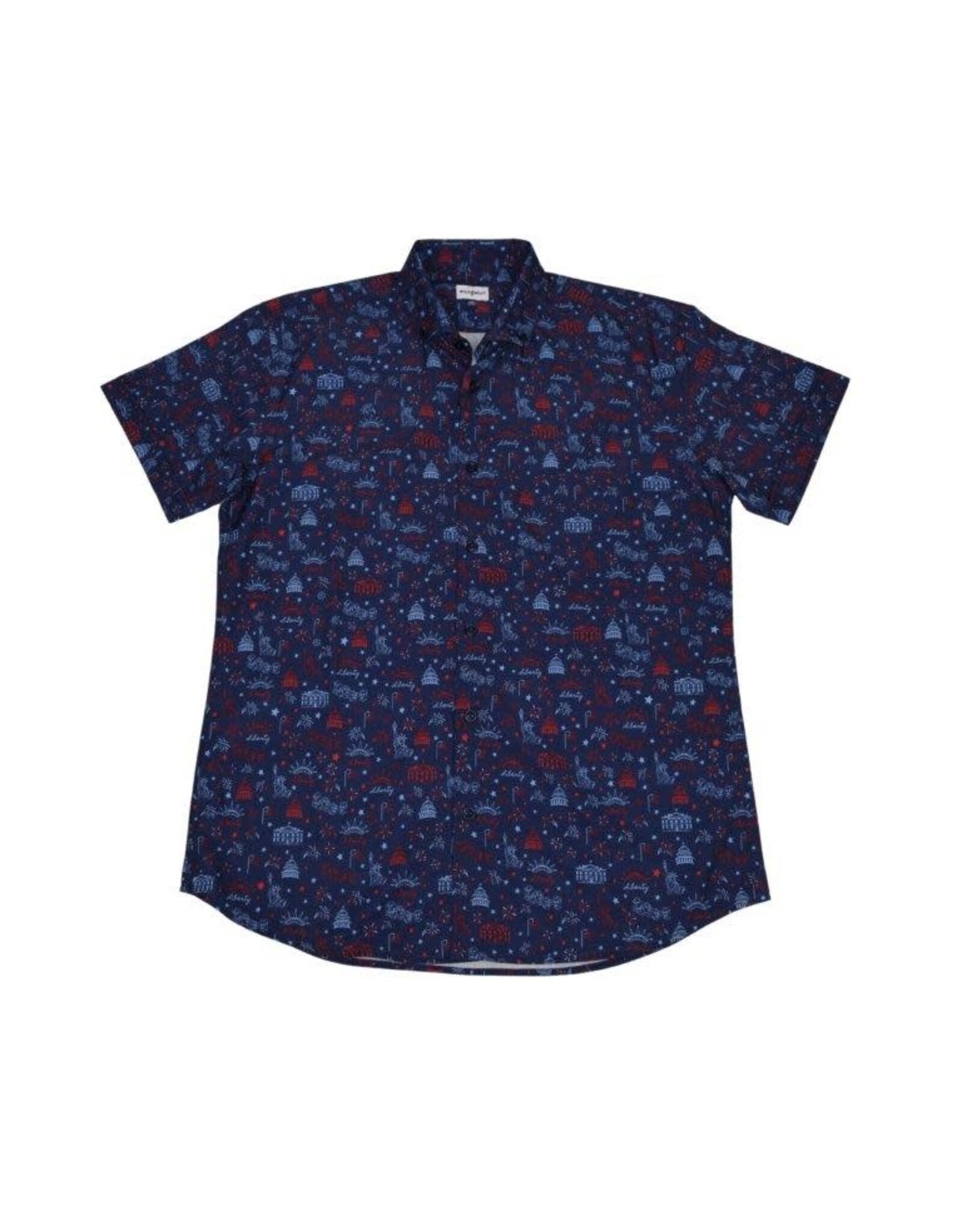 Mens Lady Liberty Print Shirt Navy