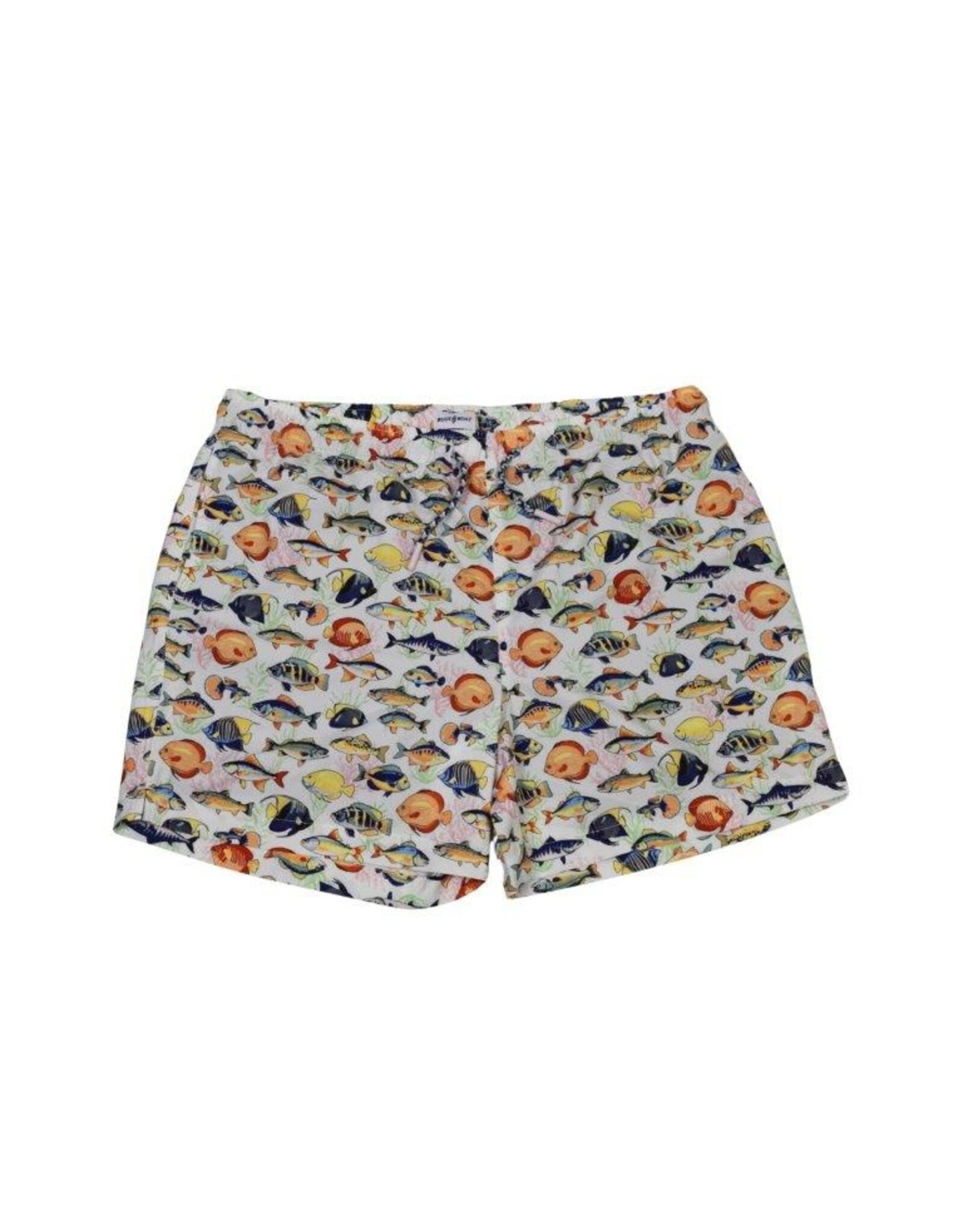 Tropical Fish Printed Swim Trunks White Multi