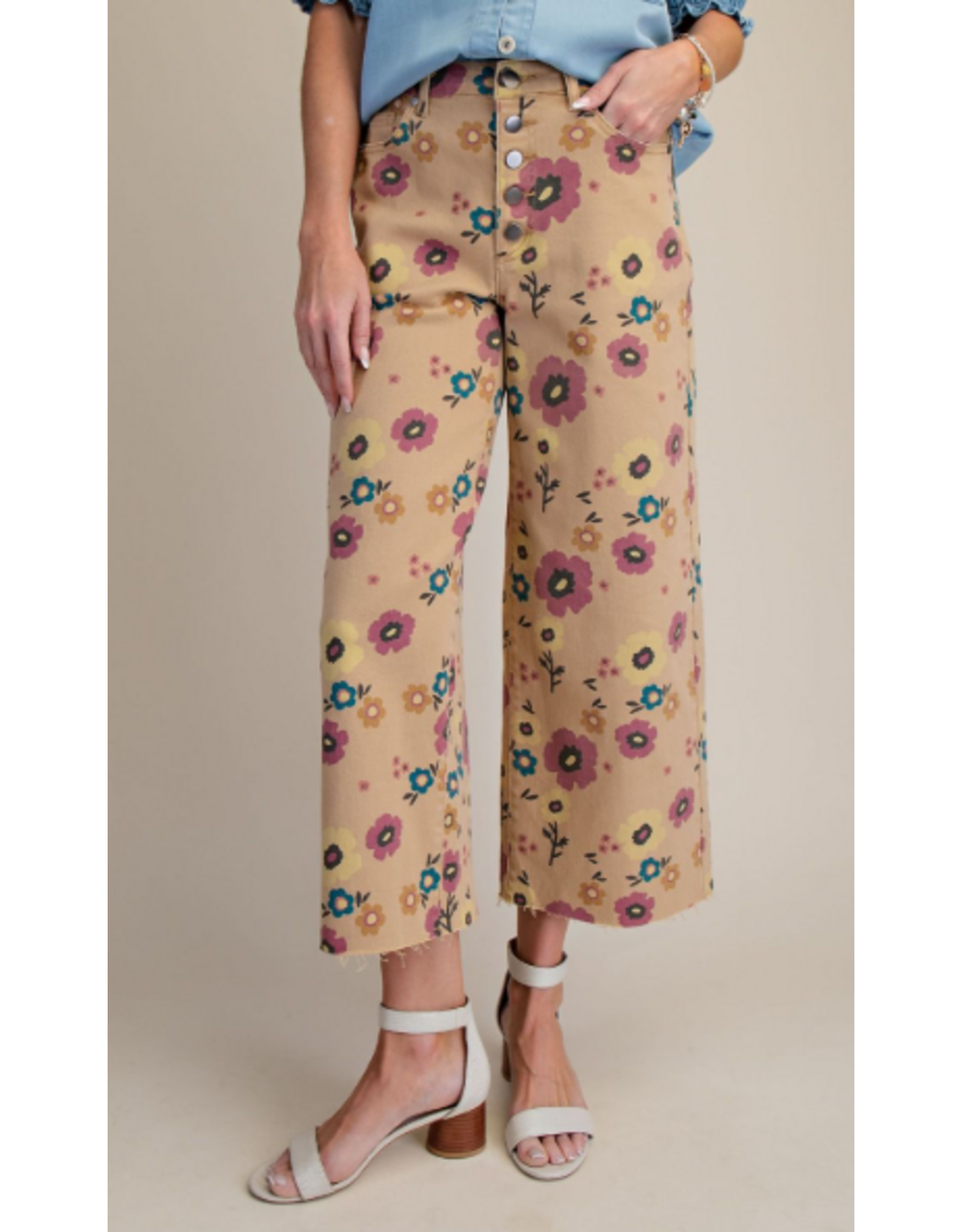 Flora Floral Print Jeans Enzyme Wash