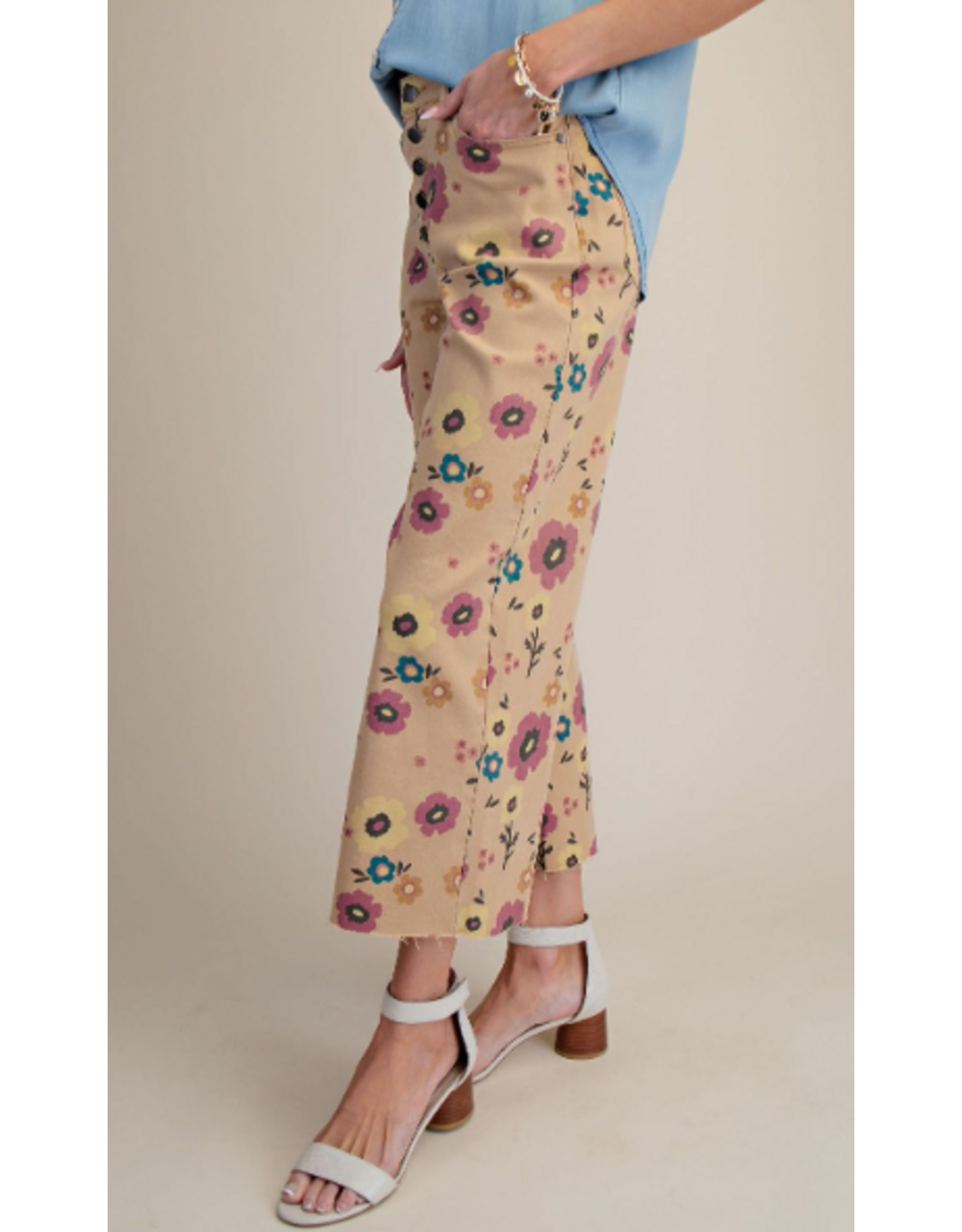 Flora Floral Print Jeans Enzyme Wash