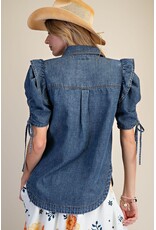 Patsy Ruffle Short Sleeve Denim Shirt