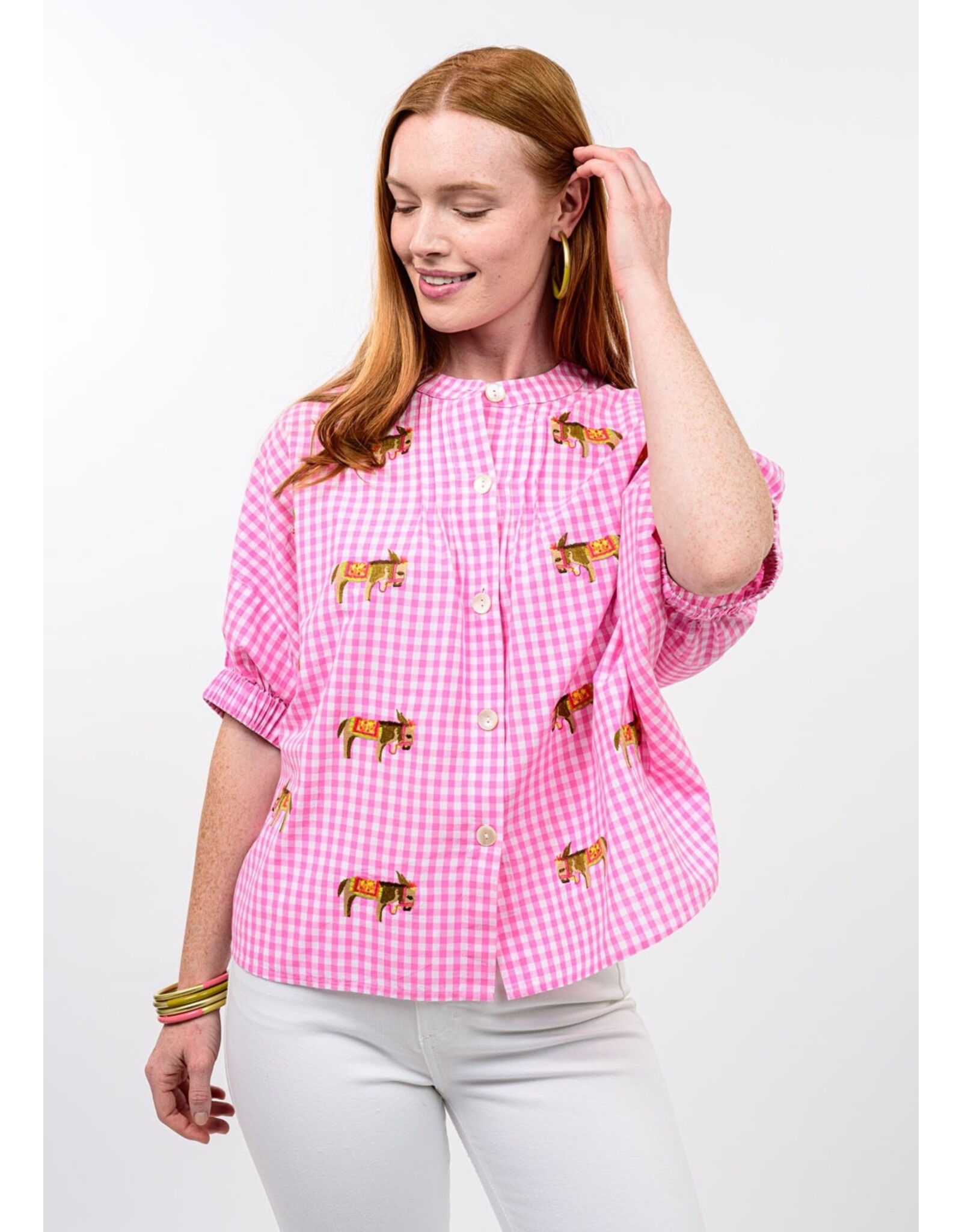 Sister Mary Sister Mary Donkey Top Pink Check