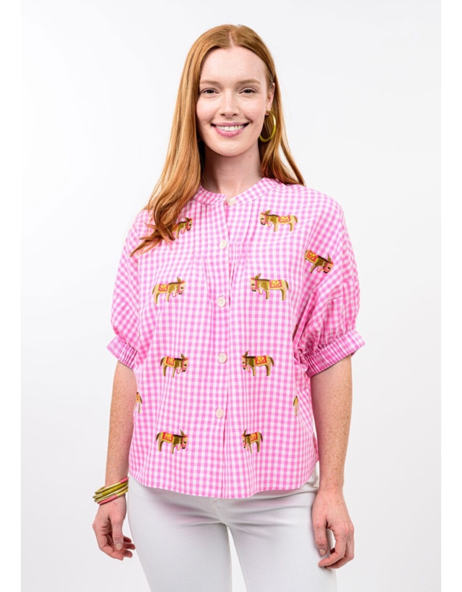 Sister Mary Sister Mary Donkey Top Pink Check