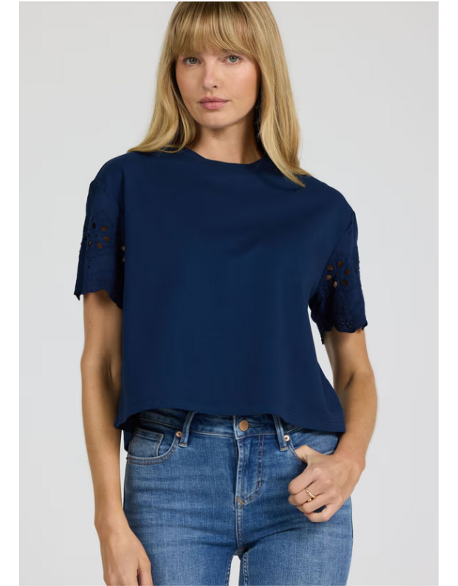 Dear John Denim Dear John Maddox Eyelet Sleeve Top  Riviera Black Iris