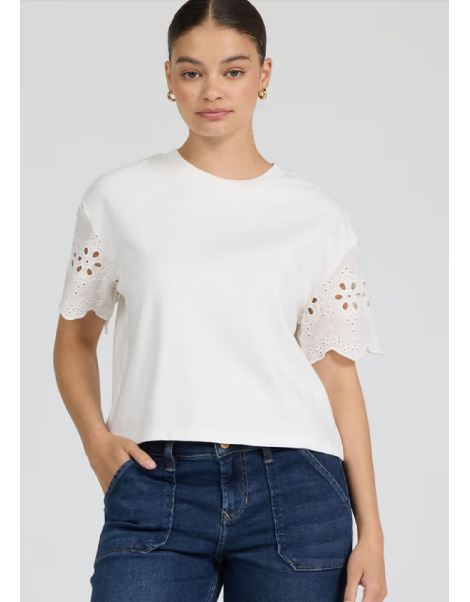 Dear John Denim Dear John Maddox Eyelet Sleeve Top  Riviera White