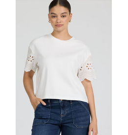 Dear John Denim Dear John Maddox Eyelet Sleeve Top  Riviera White