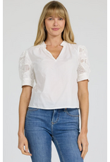 Dear John Denim Dear John Sammi Lace Puff Short Sleeve Top White
