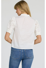 Dear John Denim Dear John Sammi Lace Puff Short Sleeve Top White