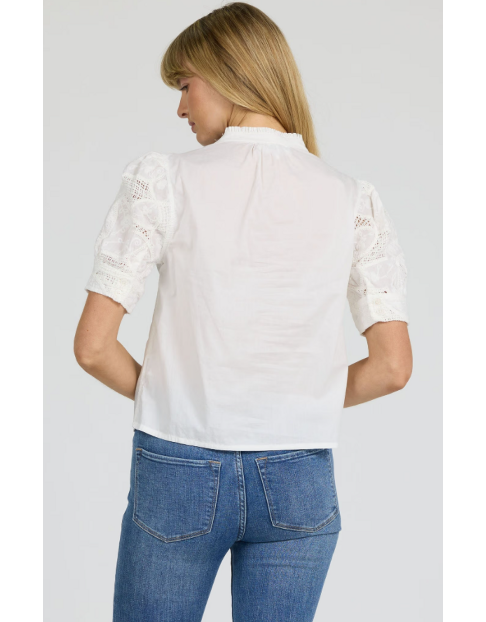 Dear John Denim Dear John Sammi Lace Puff Short Sleeve Top White