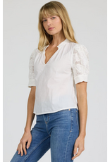 Dear John Denim Dear John Sammi Lace Puff Short Sleeve Top White