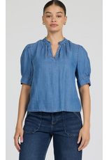 Dear John Denim Dear John Sammi Lace Puff Short Sleeve Top Imperial Blue