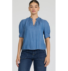 Dear John Denim Dear John Sammi Lace Puff Short Sleeve Top Imperial Blue