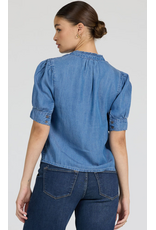 Dear John Denim Dear John Sammi Lace Puff Short Sleeve Top Imperial Blue