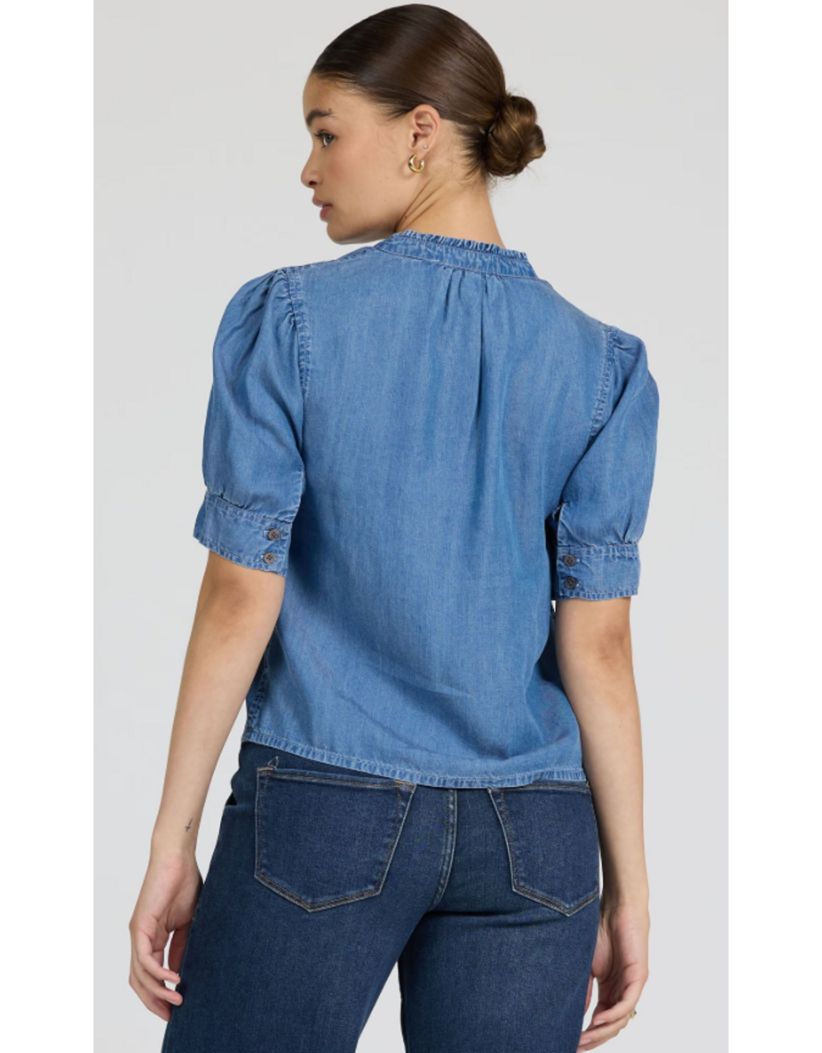 Dear John Denim Dear John Sammi Lace Puff Short Sleeve Top Imperial Blue