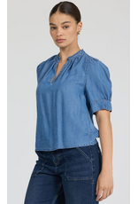 Dear John Denim Dear John Sammi Lace Puff Short Sleeve Top Imperial Blue
