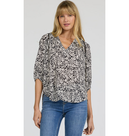 Dear John Denim Dear John Costa 3/4 Sleeve Top Black Pansey