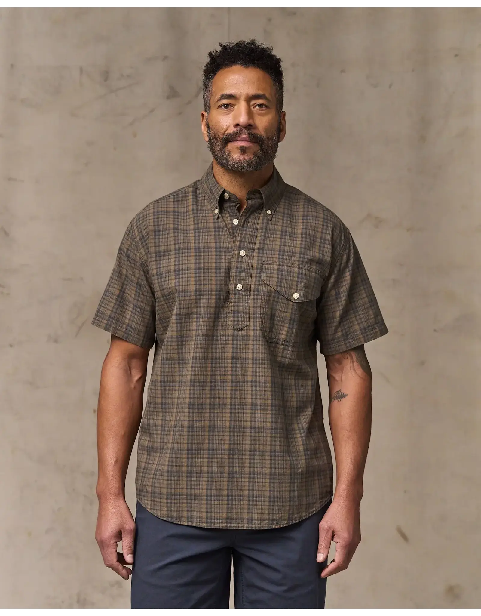 Filson Filson Short Sleeve Madras Popover Shirt Brown Olive Plaid