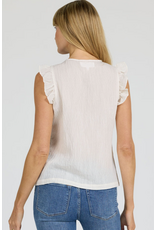 Dear John Denim Dear John Nicola Sleeveless Embroidered Henley Top Egret