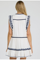 Dear John Denim Dear John Janessa Dress White with Blue Embroidery