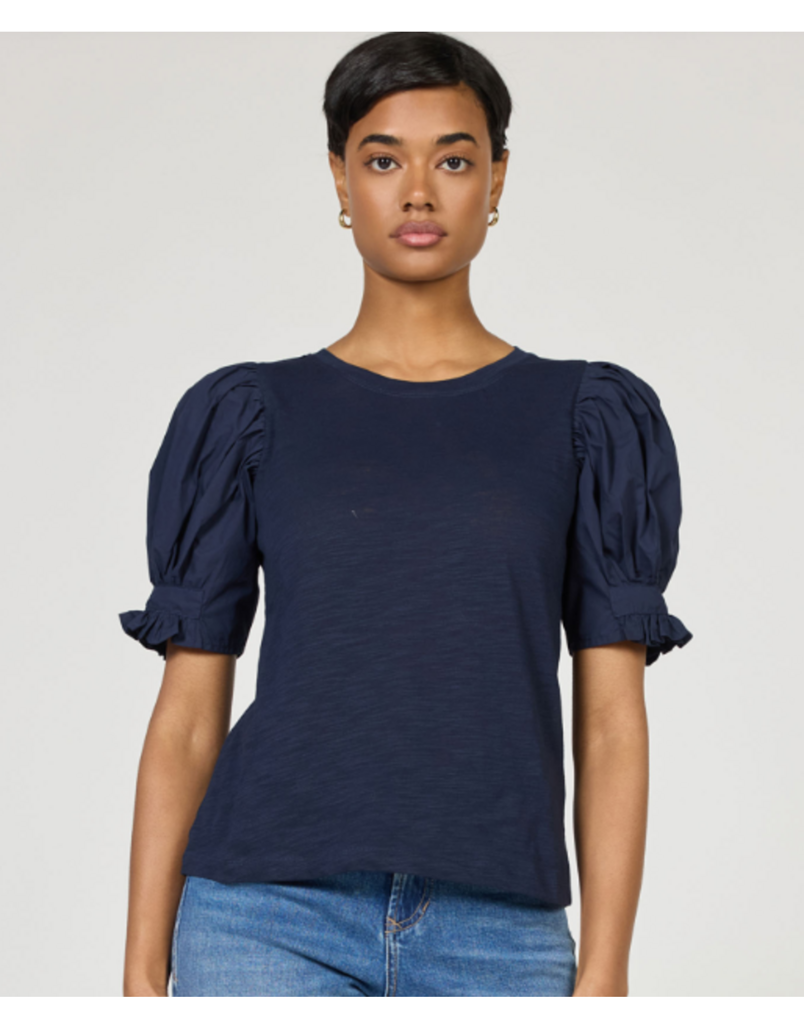 Dear John Denim Dear John Dani Puff Short Sleeve Top Black Iris