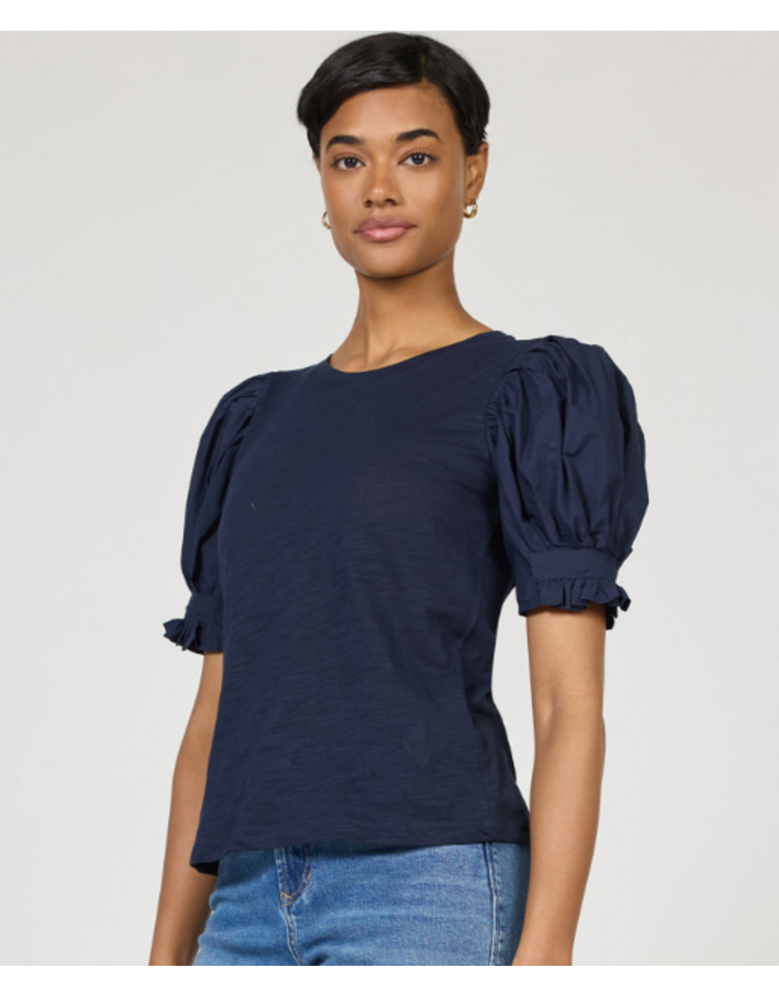 Dear John Denim Dear John Dani Puff Short Sleeve Top Black Iris