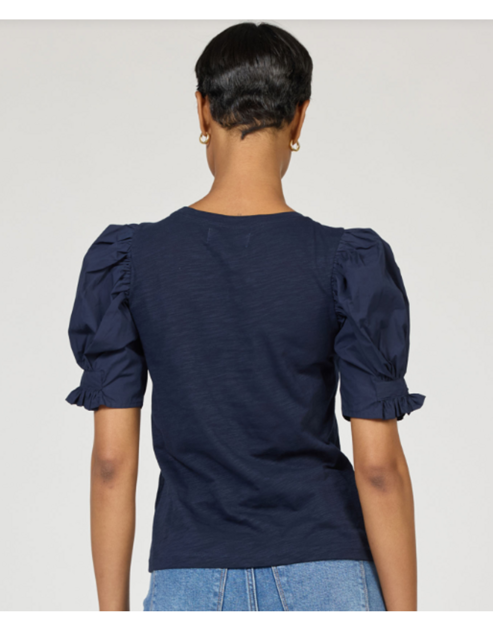 Dear John Denim Dear John Dani Puff Short Sleeve Top Black Iris