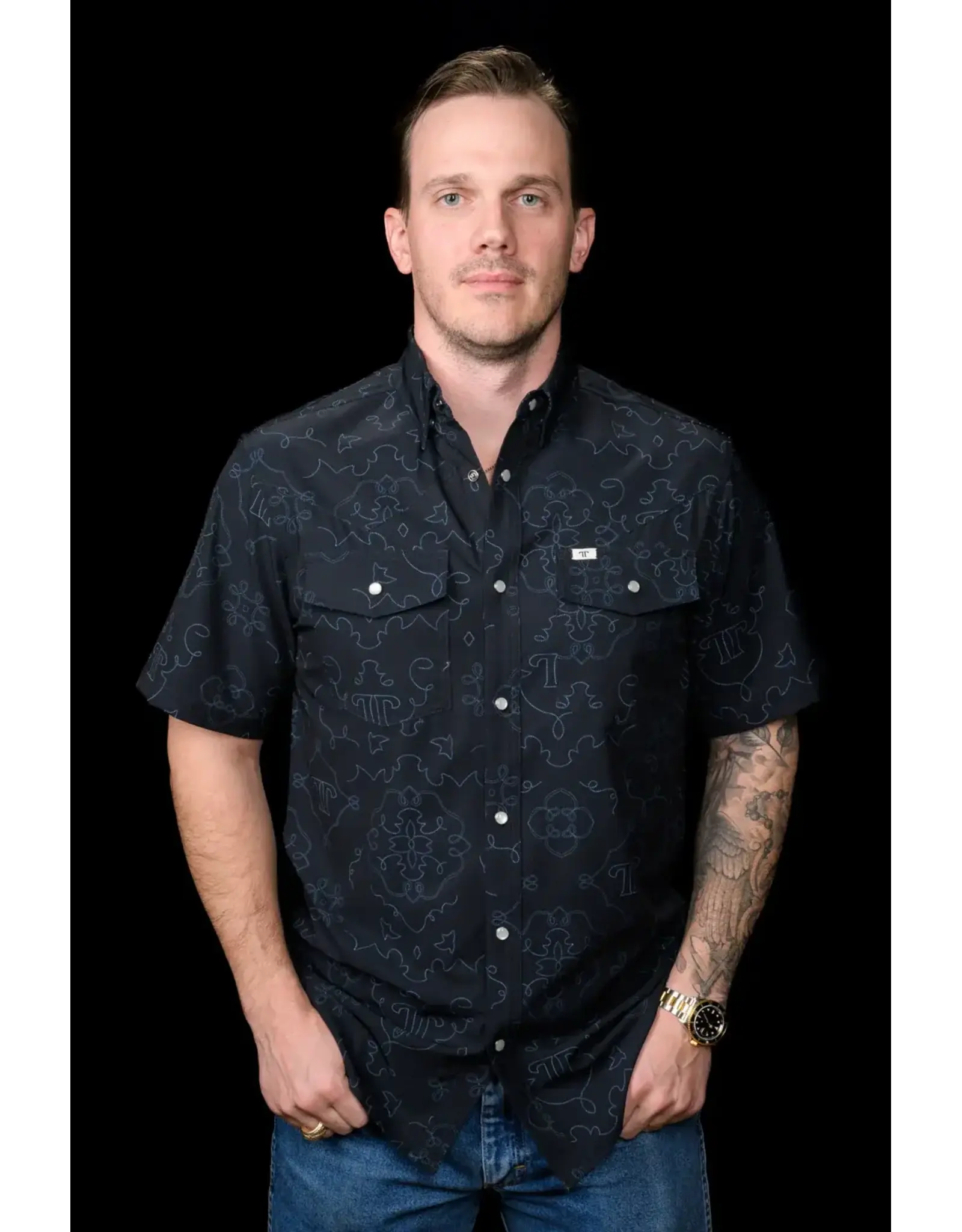 Ferrell Carson Short Sleeve Snap Shirt Black