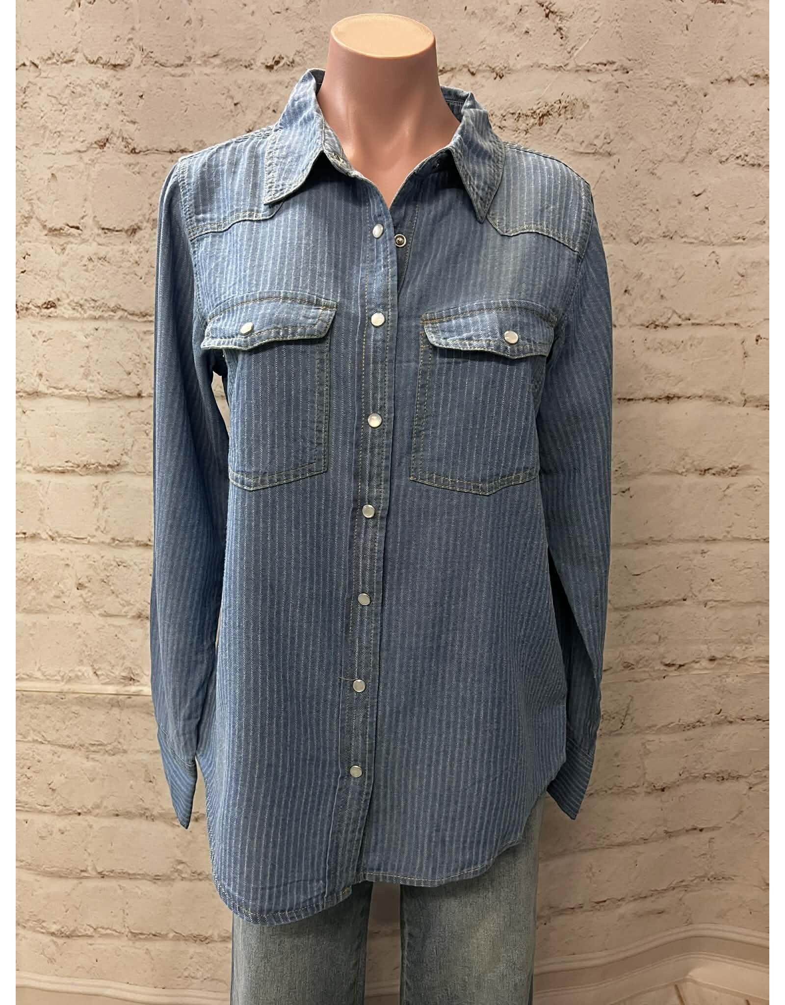 The Elsie Pearl Snap Denim Shirt