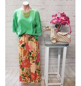Patty Lace Short Sleeve Top Green