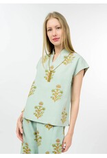 Ivy Jane Ivy Jane Print Popover Top Aqua