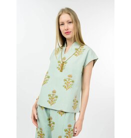 Ivy Jane Ivy Jane Print Popover Top Aqua