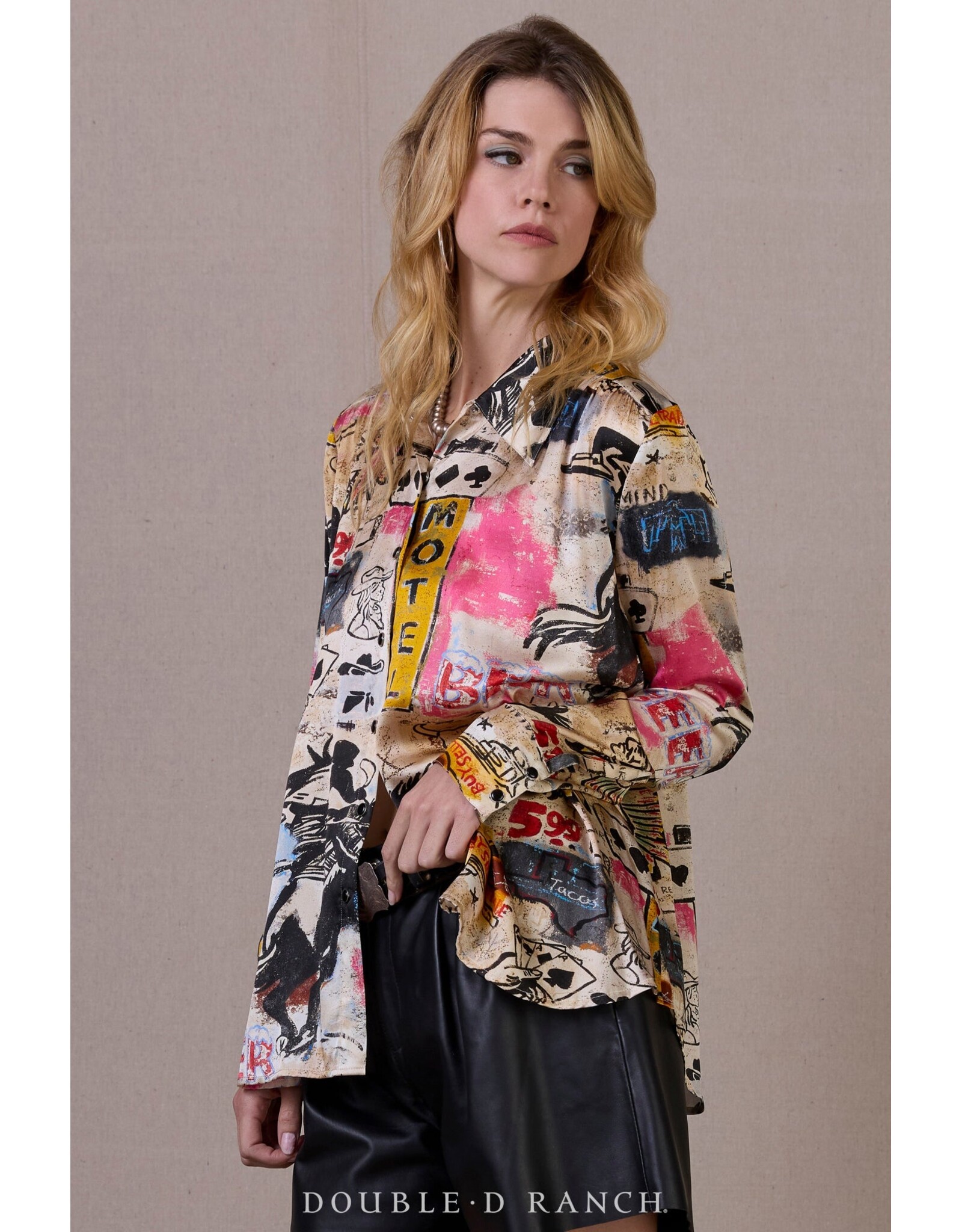 Double D Ranch Double D Ranch Cowboy Graffiti Blouse