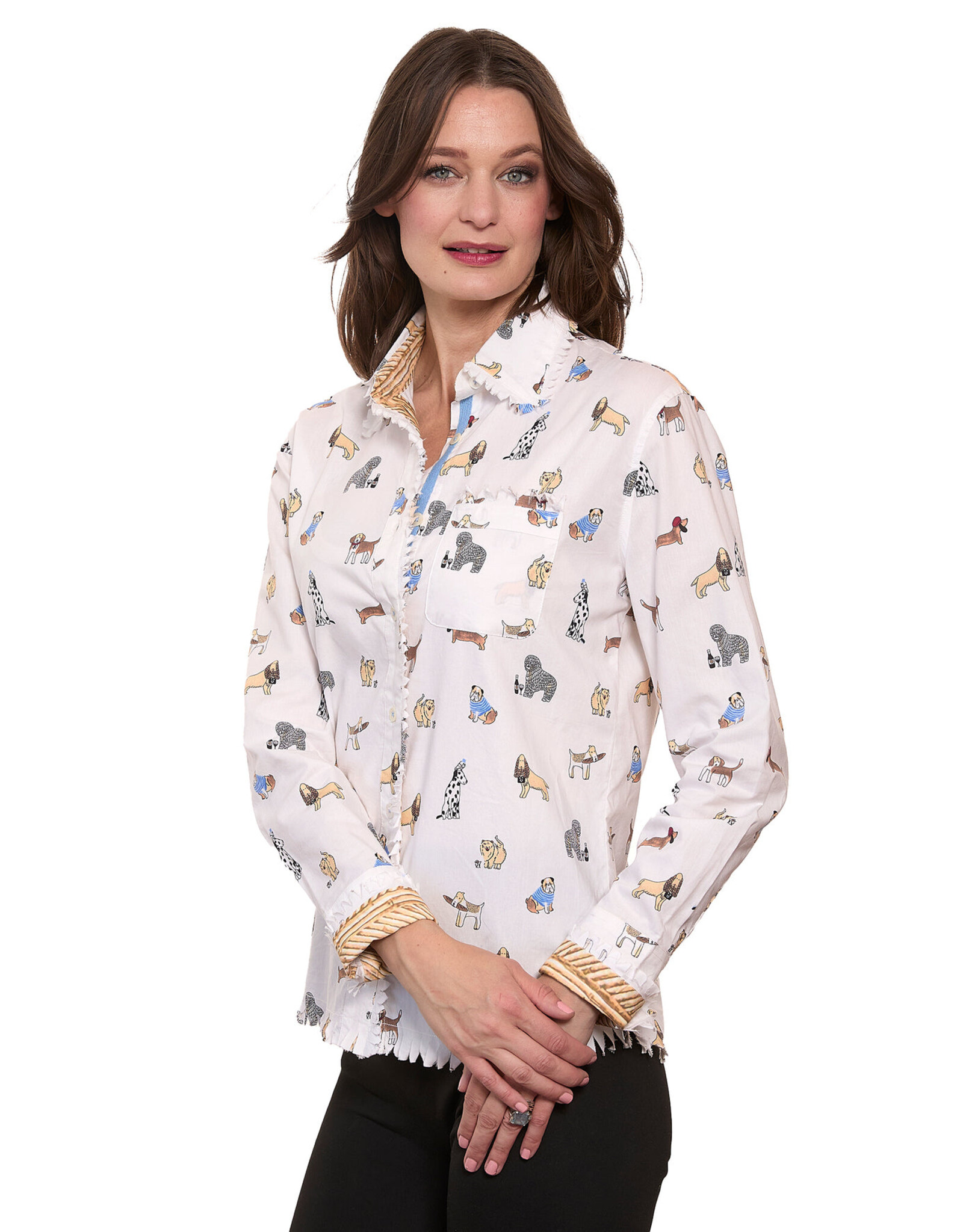 Dizzy Lizzie Cape Cod Top With All The French Doggies