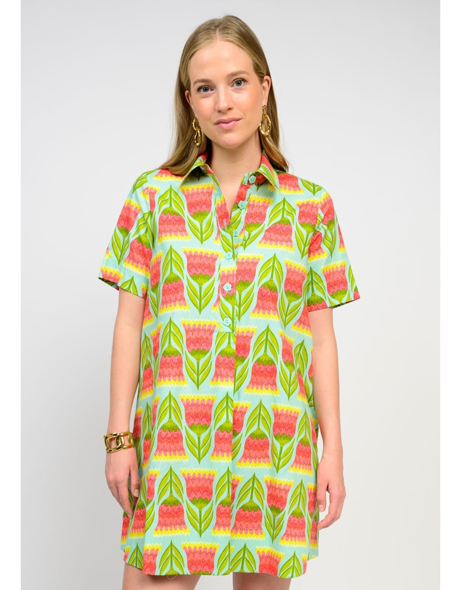 Uncle Frank Uncle Frank Tulip Swing Shirt Dress Aqua