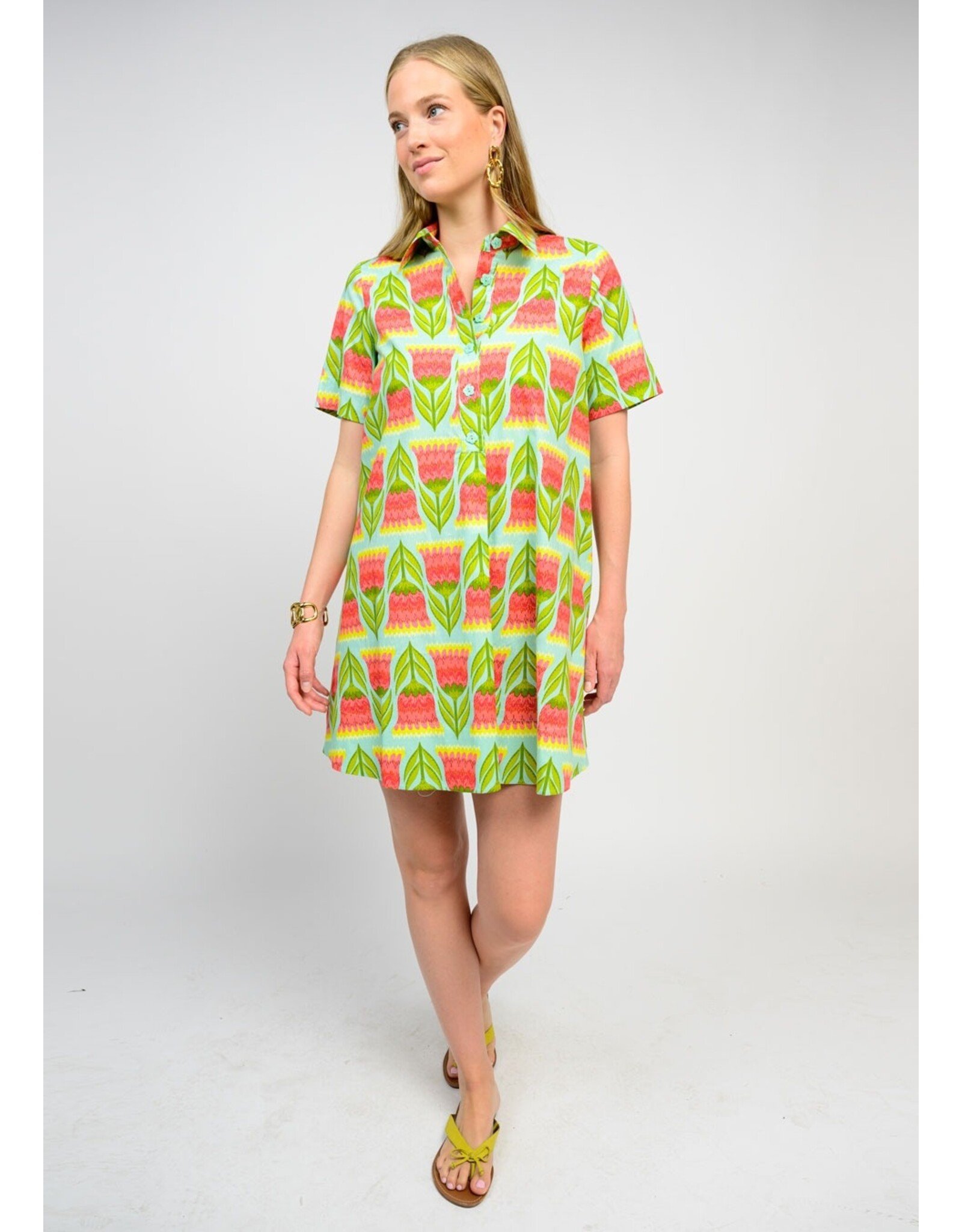 Uncle Frank Uncle Frank Tulip Swing Shirt Dress Aqua