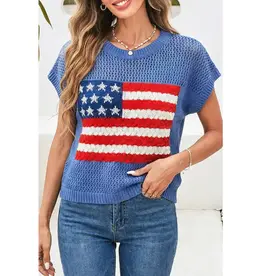 Fannie Flag Open Weave Sweater