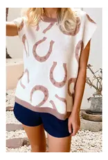 Haley Horseshoe Cap Sleeve Sweater