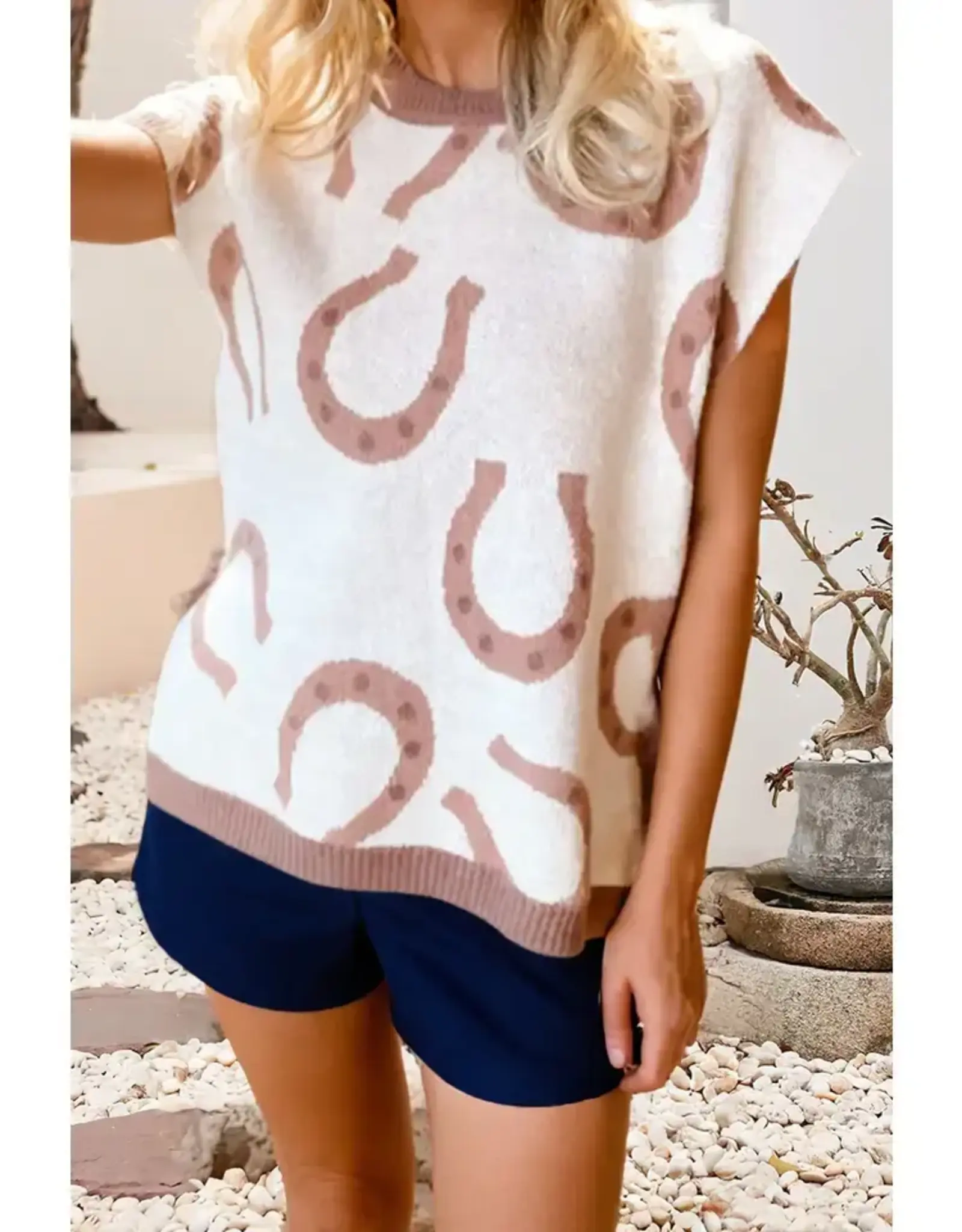 Haley Horseshoe Cap Sleeve Sweater