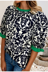 Kelly Ikat Black White Blouse