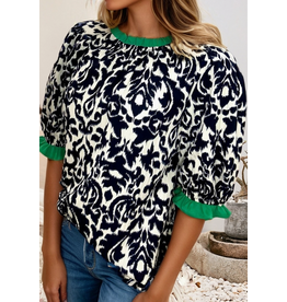 Kelly Ikat Black White Blouse