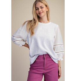 Nancy 3/4 Sleeve Top Heather Grey