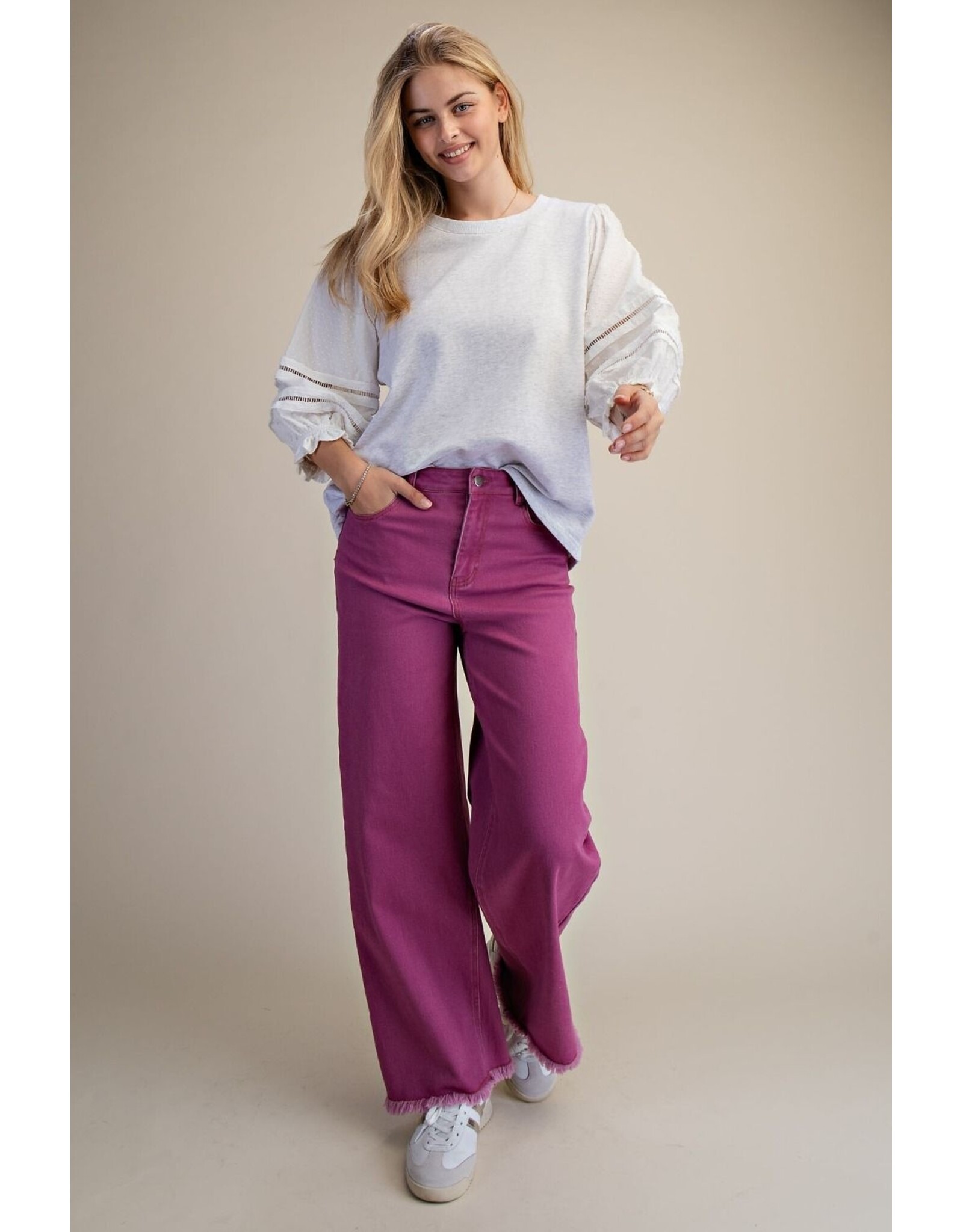 Nancy 3/4 Sleeve Top Heather Grey